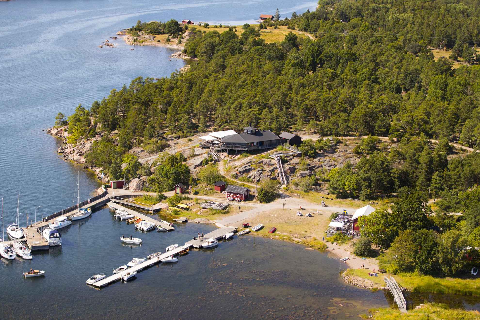 Aerial view of Idö Skärgårdskrog in Tjust archipelago, Småland.