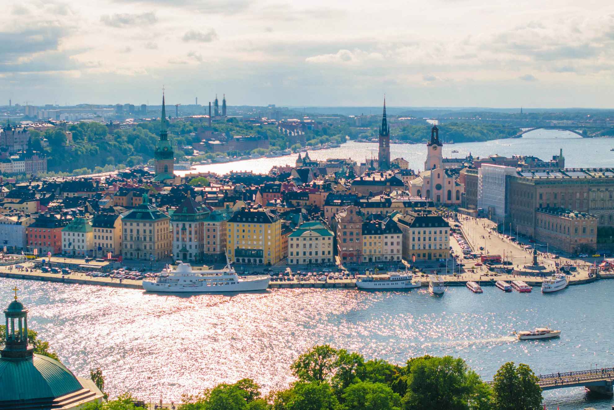 Une vue aérienne de la vieille ville de Stockholm.