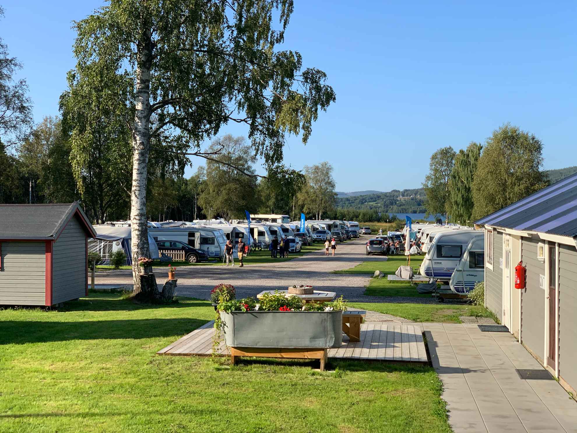 Caravanes garées en rang au camping d'Överhörnäs