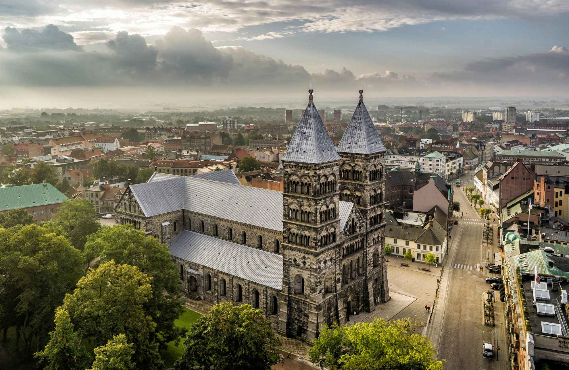 Vue aérienne de la cathédrale de Lund