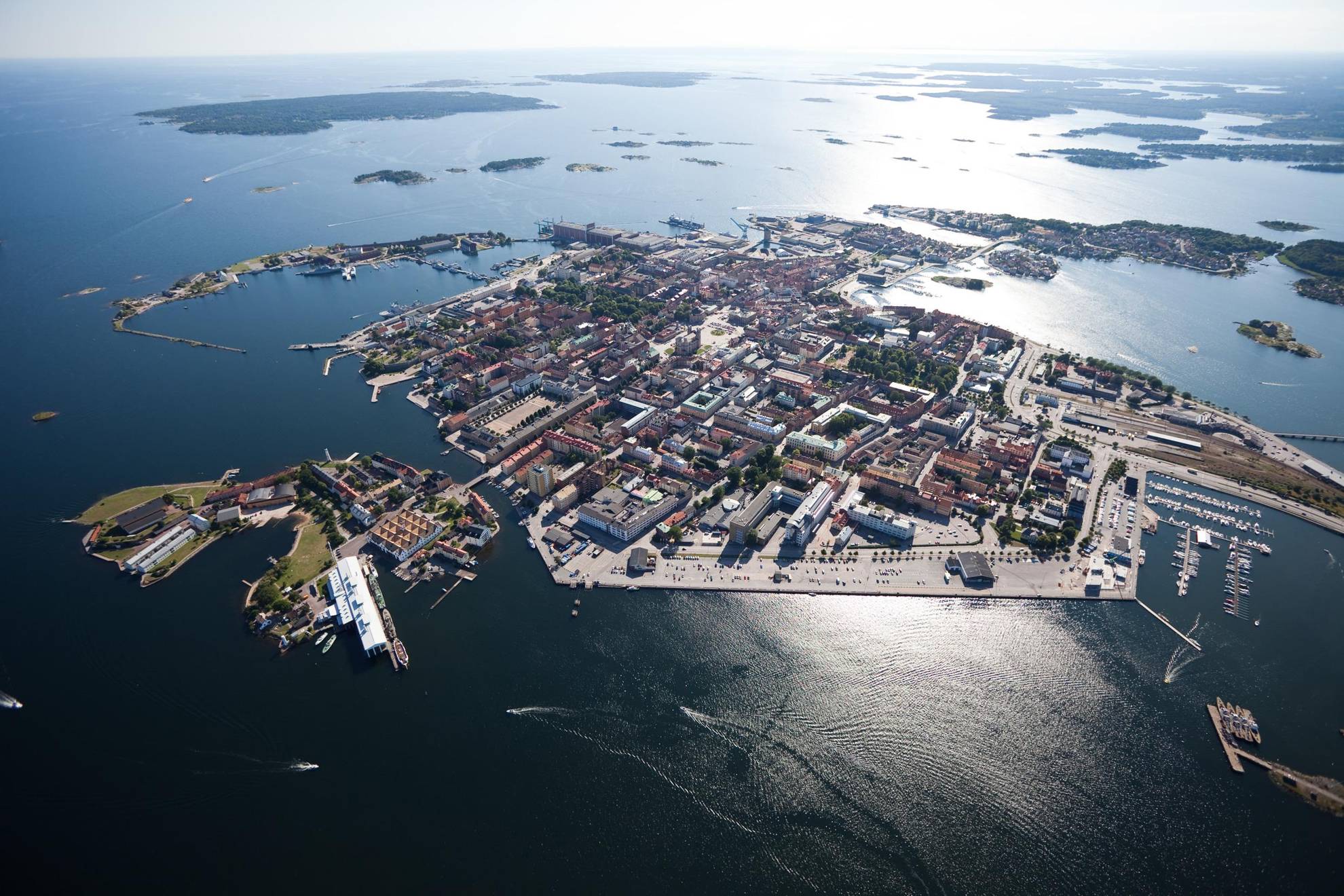 Vue aérienne de l'archipel de Karlskrona