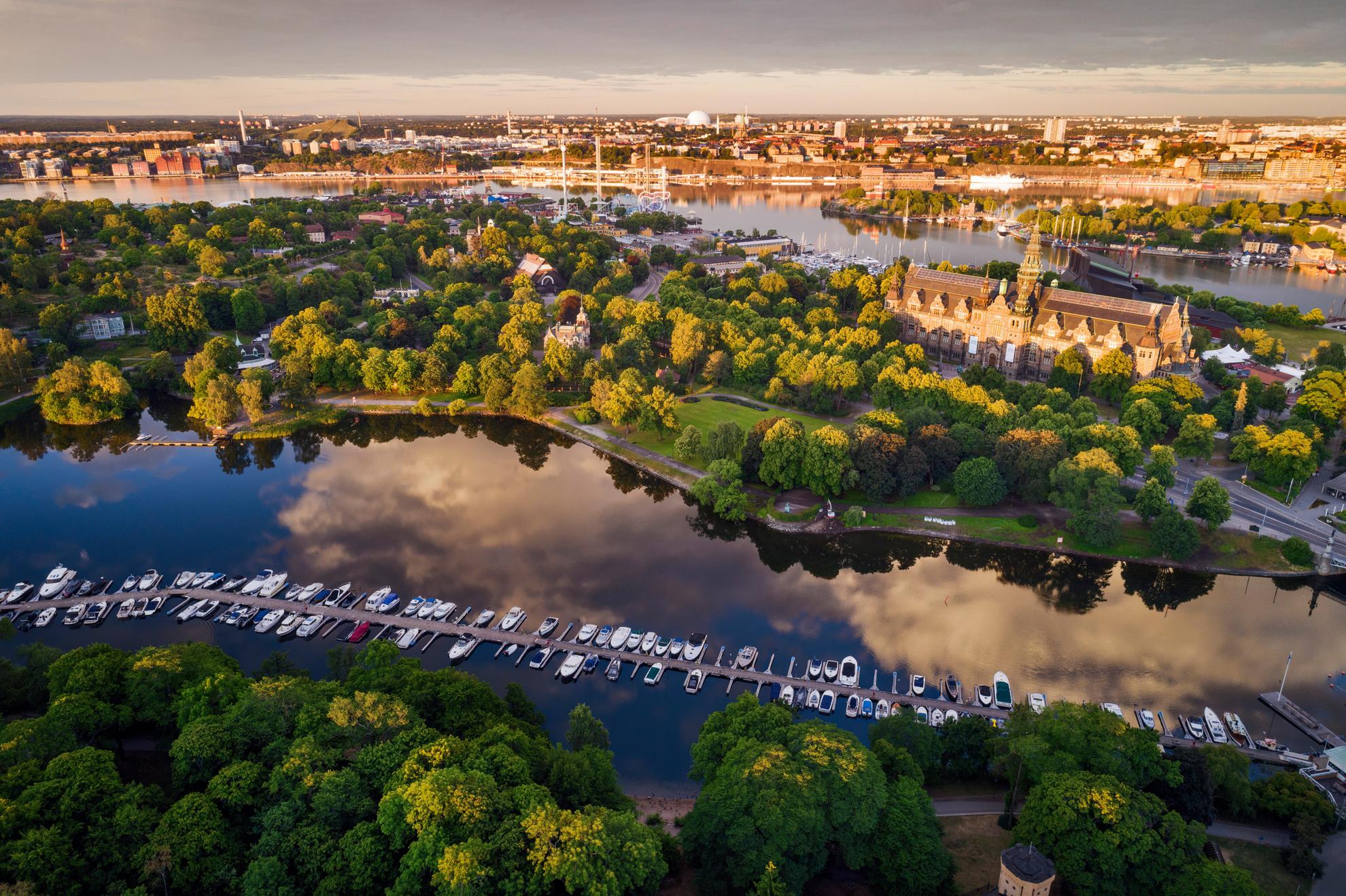 Une vue de drone de Royal Djurgården à Stockholm.
