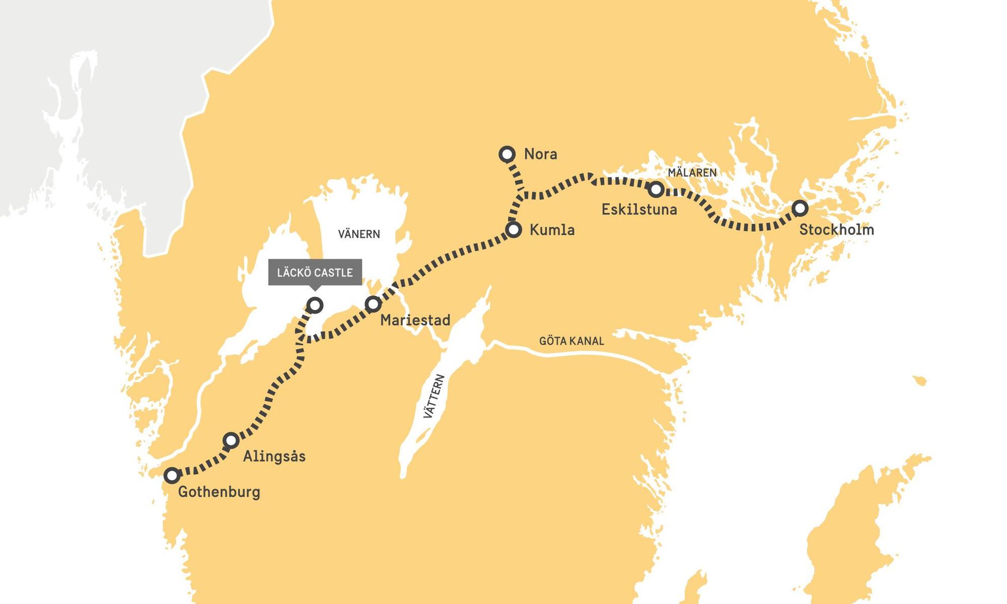 Route entre Göteborg et Stockholm